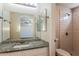 Bathroom featuring a vanity with granite countertop and a subway tile shower at 3323 W Fraktur Rd, Phoenix, AZ 85041
