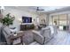 Inviting living room featuring a ceiling fan, TV, and access to the outdoor area at 3429 E Constance Way, Phoenix, AZ 85042