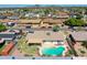 Aerial view of a backyard with a pool, patio, and well-maintained landscaping in a residential neighborhood at 4139 W Anderson Dr, Glendale, AZ 85308