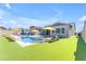 Gorgeous backyard with a sparkling pool, patio furniture, and low-maintenance artificial grass at 4247 S Zenith --, Mesa, AZ 85212