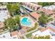 Aerial view of the community pool and green spaces at 520 N Stapley Dr # 123, Mesa, AZ 85203