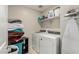This laundry room offers a washer and dryer, storage shelving and plenty of room to do your laundry at 8046 W Agora Ln, Phoenix, AZ 85043