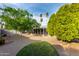 Backyard view with mature trees, desert landscaping and covered porch at 13148 N 21St Ave, Phoenix, AZ 85029