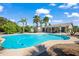 Backyard features a sparkling pool, lush landscaping, and mature palm trees at 15430 N 51St Pl, Scottsdale, AZ 85254