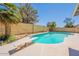 Refreshing pool with diving board, surrounded by desert landscaping and privacy fence, perfect for outdoor enjoyment at 2311 N Loma Vis, Mesa, AZ 85213