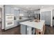 Updated kitchen with grey cabinets, stainless steel appliances, quartz countertops, and dark wood floors at 30246 N 123Rd Ln, Peoria, AZ 85383