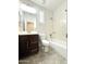 Clean bathroom with a vanity, toilet, and shower/tub combo, perfect for everyday use at 3717 E Lodgepole Dr, Gilbert, AZ 85298