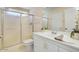 Bathroom with tub/shower, white vanity, and tile floors at 5038 E Morning Star Dr, Phoenix, AZ 85044