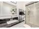 Stylish bathroom featuring modern vanity, and a glass-enclosed shower, creating a spa-like experience at 10461 W Hutton Dr, Sun City, AZ 85351