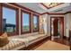Bright hallway with mountain views and a window seat with patterned cushions at 26796 N 98Th Way, Scottsdale, AZ 85262