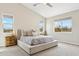 Spacious bedroom with vaulted ceilings, three large windows, and stylish decor at 27420 N 170Th St, Rio Verde, AZ 85263