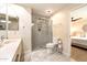 Bright bathroom with updated shower, vanity, and fixtures at 5465 N 78Th St, Scottsdale, AZ 85250