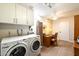 Laundry room and built-in desk area with modern appliances at 5465 N 78Th St, Scottsdale, AZ 85250