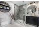 This bathroom features a glass-enclosed shower, a modern vanity, and stylish décor, creating a clean and inviting space at 7770 E Camelback Rd # 11, Scottsdale, AZ 85251
