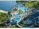A top-down view shows a swimming pool with waterslides, palm trees, and lounge chairs at 10866 S Dreamy Dr, Goodyear, AZ 85338