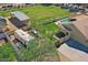 Backyard featuring a pool, RV, large grass area, and plenty of storage at 23455 S 199Th Pl, Queen Creek, AZ 85142