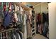 Well-organized walk-in closet with custom shelving and rods for clothing and storage of personal items at 23455 S 199Th Pl, Queen Creek, AZ 85142