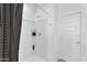 Tiled shower with white subway tile and a dark shower curtain and door at 3309 E Malibu Dr, San Tan Valley, AZ 85143