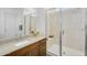 Modern bathroom with a walk-in shower, floating vanity, and streamlined design at 3347 E Malibu Dr, San Tan Valley, AZ 85143