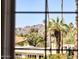 Window view of palm trees, landscape, and a mountain in the distance during daylight at 7630 E Vaquero Dr, Scottsdale, AZ 85258