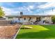Large backyard featuring artificial grass, corn hole, jacuzzi and covered patio at 8750 E Starlight Way, Scottsdale, AZ 85250