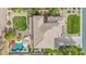 Aerial view showcases the layout with lush lawn and a private pool at 950 E Desert Inn Dr, Chandler, AZ 85249