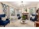 Bright living room with stone fireplace, large windows, and elegant decor at 950 E Desert Inn Dr, Chandler, AZ 85249