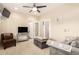 Cozy living room with modern decor, ceiling fan, and comfortable seating, creating a welcoming atmosphere at 950 E Desert Inn Dr, Chandler, AZ 85249