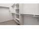 Walk-in closet with shelving, carpet flooring, and ample storage space for organization at 21296 N 270Th Ln, Buckeye, AZ 85396