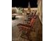 Inviting outdoor patio featuring comfortable seating and string lights for evening enjoyment at 289 W Ironhorse Ln, San Tan Valley, AZ 85143