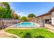 Pool view that showcases the inviting backyard pool with lush green lawn and vibrant plants at 6608 S Willow Dr, Tempe, AZ 85283