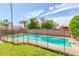 Inviting fenced pool surrounded by green grass, palm trees, and vibrant foliage at 6608 S Willow Dr, Tempe, AZ 85283