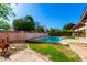 Private backyard with a pool surrounded by lush landscaping, perfect for outdoor entertaining at 6608 S Willow Dr, Tempe, AZ 85283