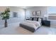 Light-filled primary bedroom with contemporary decor and plush carpeting at 17894 W Hood River Rd, Surprise, AZ 85388