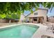 Beautiful pool and outdoor living space with covered patio and lush landscaping at 15962 W Statler St, Surprise, AZ 85374