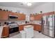 Bright kitchen boasting stainless steel appliances, tiled backsplash and an island at 1758 E Birch St, Casa Grande, AZ 85122