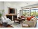 Cozy living room showcasing a fireplace with a mounted television and plush seating at 21235 N 80Th Way, Scottsdale, AZ 85255