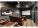 Home theater with leather recliners, projector screen, and custom decor at 21235 N 80Th Way, Scottsdale, AZ 85255