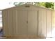 Exterior of metal shed with double doors and a padlock at 300 S Val Vista Dr # 167, Mesa, AZ 85204