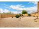An expansive backyard features low-maintenance desert landscaping, a brick wall, and a bright blue sky above at 43142 N Outer Bank Dr, Anthem, AZ 85086