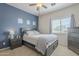 Stylish bedroom featuring a striking blue accent wall, complemented by neutral furnishings and a soft, inviting bed at 4864 E Eden Dr, Cave Creek, AZ 85331