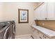 Convenient laundry room with sleek washer and dryer, plus plenty of storage at 9620 E Roadrunner Dr, Scottsdale, AZ 85262