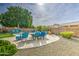Secluded backyard showcasing a pool, putting green, shaded seating, and lush landscaping at 1893 W Canary Way, Chandler, AZ 85286