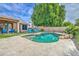 Private backyard oasis featuring a refreshing pool, mature trees, and comfortable lounge chairs at 1893 W Canary Way, Chandler, AZ 85286