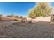 Desert-landscaped backyard featuring a fire pit area with chairs for outdoor enjoyment at 2738 E Silversmith Trl, San Tan Valley, AZ 85143