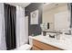 Neutral bathroom featuring a shower and vanity with modern fixtures, providing a clean and functional space at 2738 E Silversmith Trl, San Tan Valley, AZ 85143