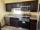 Kitchen with stainless steel appliances including a microwave, oven, dishwasher, and a double basin sink at 355 E Thomas Rd # B207, Phoenix, AZ 85012