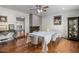 Elegant dining room featuring a fireplace, hardwood floors, and stylish furnishings, perfect for gatherings at 6912 N 19Th St, Phoenix, AZ 85016