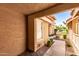 A close view of the walkway leading to this townhouse's front door and well kept landscape at 1633 E Lakeside Dr # 25, Gilbert, AZ 85234