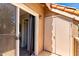 Outdoor patio with storage closet and entry to living room at 1633 E Lakeside Dr # 25, Gilbert, AZ 85234